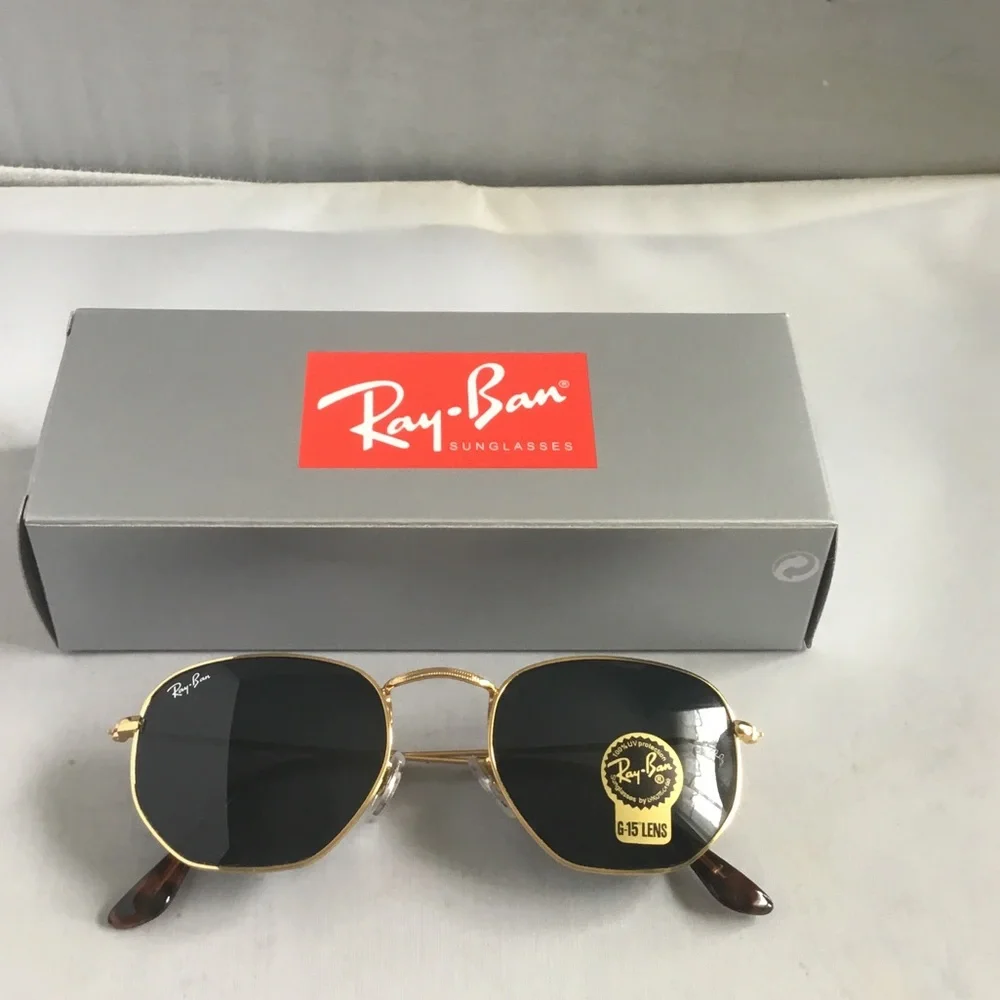 Ray-Ban Gold Frame Black Lens Sunglasses - Men's